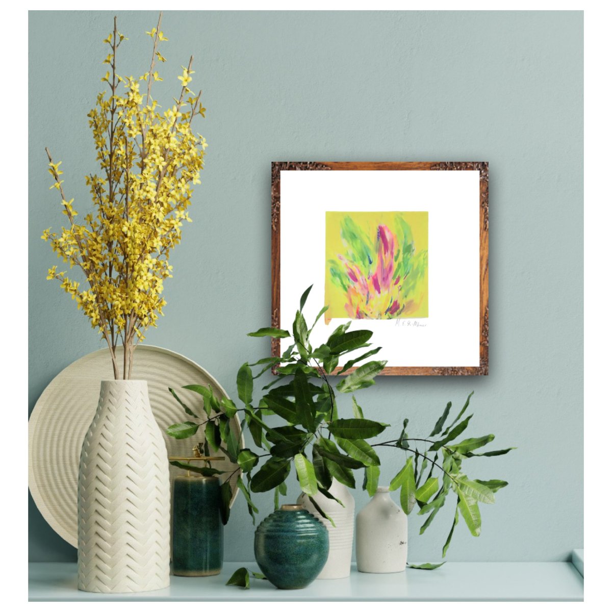 MEandBlue's tweet photo. Mini sunshine bud, 
Bursting forth to greet the spring,
Hello falling blooms.

I love how art can capture a moment, a mood, a time, &amp; propel it into something else.  A visual memory, a feeling of a magical moment in time.
Available. 
#londonart
#londonartist
#artcollector 
#haiku https://t.co/l8AUcZOxAx