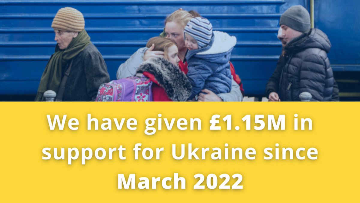 Since the war in Ukraine broke out last year, we have given grants of...

💙£50,000 to <a href="/BritishRedCross/">British Red Cross 🧡</a>
💛£100,000 each to five charities working on the ground  
💙£500,000 to <a href="/UKCF_tweets/">UK Community Foundations</a>
💛A further £106,000 to the British Red Cross

This support is making a vital impact 🙌