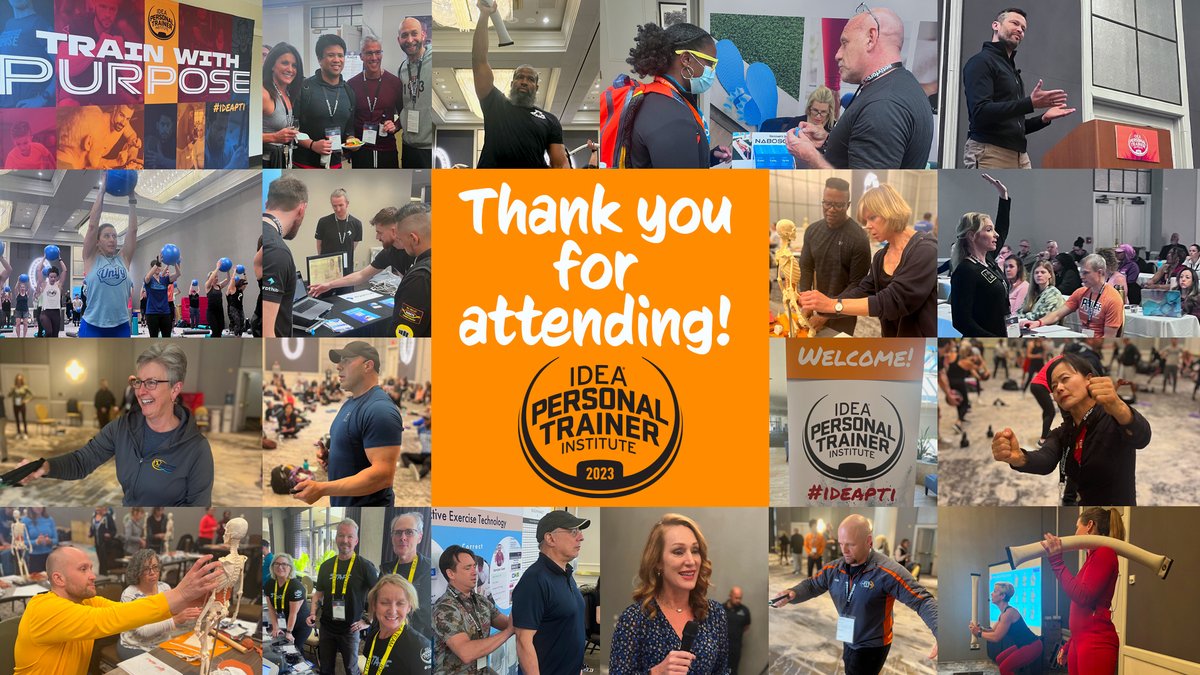 ideafit's tweet photo. Thank you to all of our attendees, presenters, and sponsors for making 2023 IDEA Personal Trainer Institute so successful ๐
#ideapti #pti23 https://t.co/uY8FIkVGls