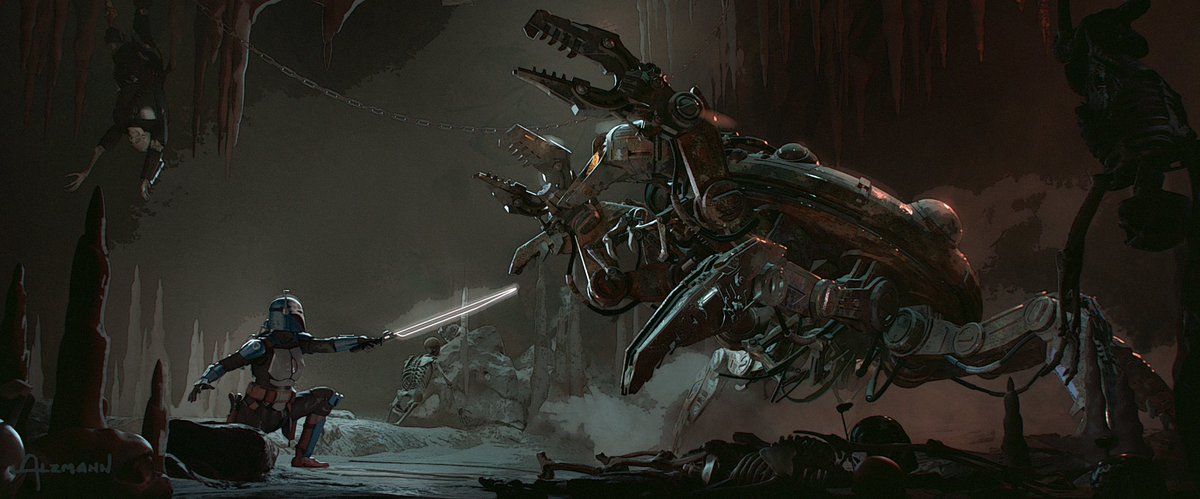 Concept art from Chapter 18 of #TheMandalorian. Art by @AndreeWallin, <a href="/CAlzmann/">Christian Alzmann</a>, Erik Tiemens, and Brett Northcutt.

Start streaming now on <a href="/DisneyPlus/">Disney+</a>. (1/2)