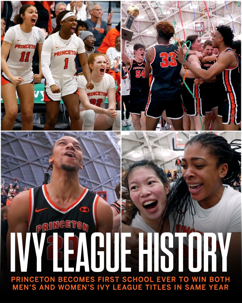 SportsCenter (@sportscenter) on Twitter photo Prior to today, no Ivy League school had swept the men's and women's basketball tournament titles.
<a href="/PrincetonMBB/">Princeton Men’s Basketball</a> and <a href="/PrincetonWBB/">Princeton WBB</a> did just that! 🏆🏆 Prior to today, no Ivy League school had swept the men's and women's basketball tournament titles.
<a href="/PrincetonMBB/">Princeton Men’s Basketball</a> and <a href="/PrincetonWBB/">Princeton WBB</a> did just that! 🏆🏆