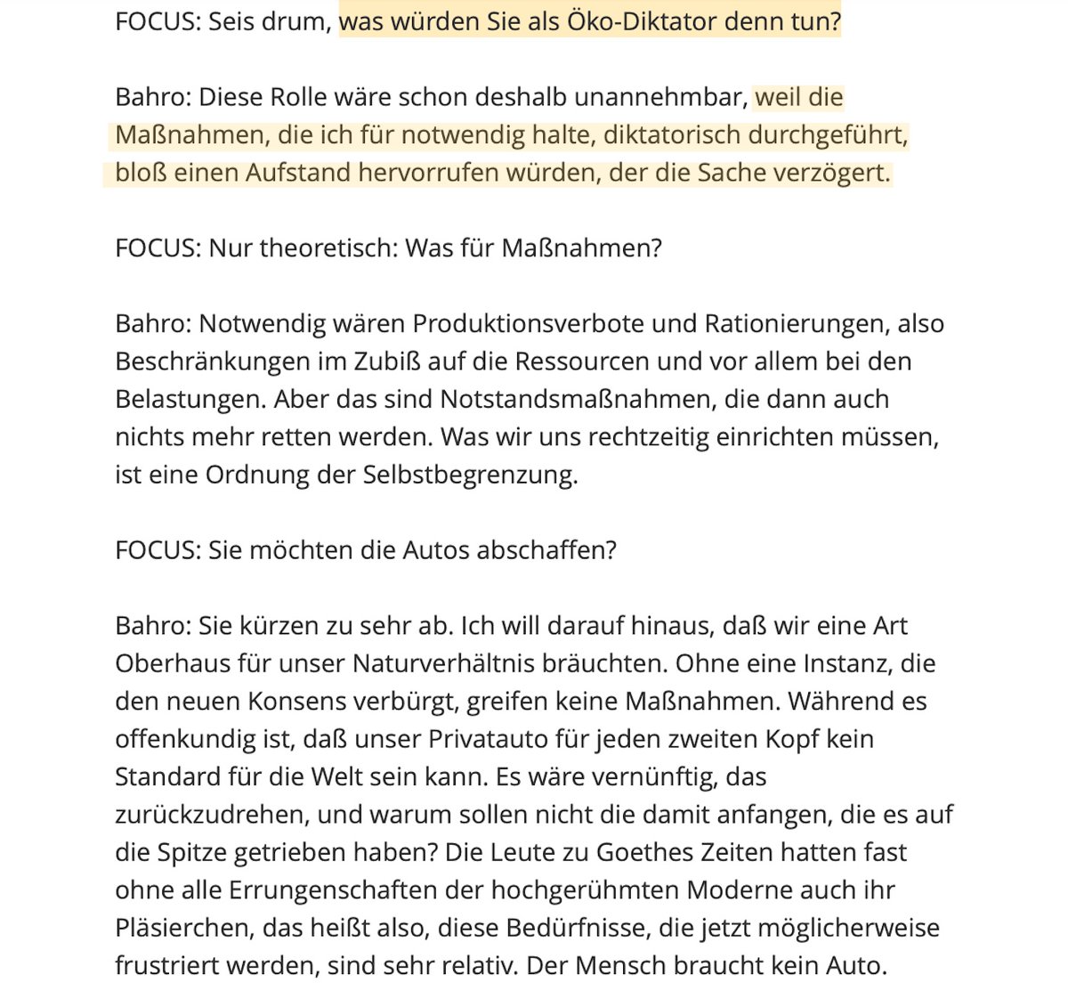 Pietkingkong's tweet photo. Wir wollen mehr Ökofaschismus wagen!
__________________________________________
aus Focus Nr. 20, 1996 —
„Sagen Sie mal, Rudolf #Bahro ...“: https://t.co/ztjOYC0wbT