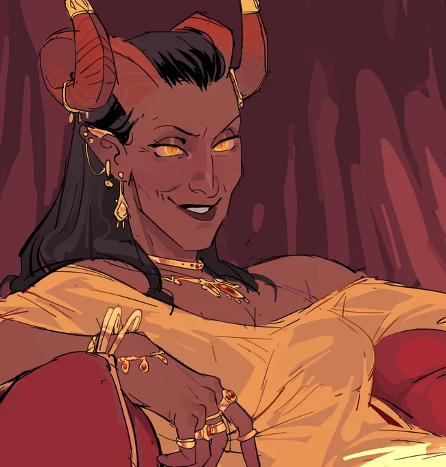 commission for , Ilyata. i love drawing evil milfs lounging in luxury. 