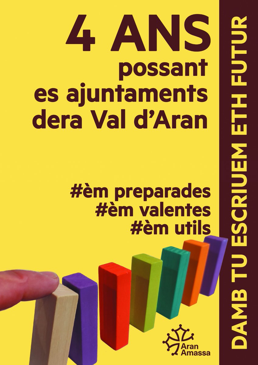 En Aran, era alternatiua de quèrres ei Aran Amassa.
4 ans possant enes ajuntaments entà un futur digne.
#EscriuemEthFutur