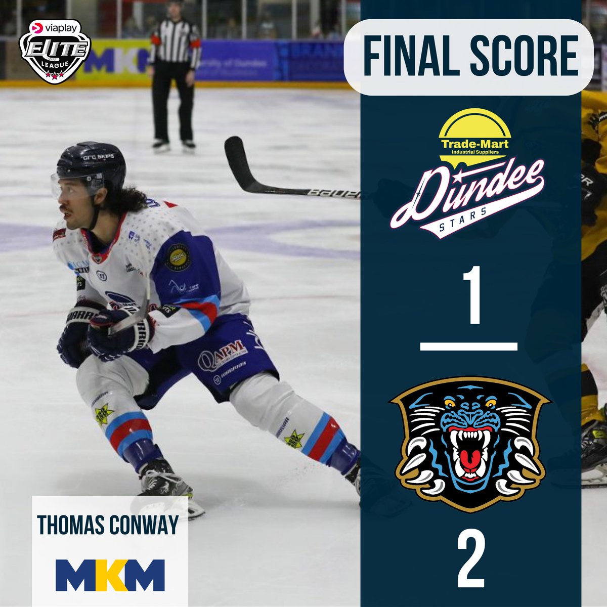 DundeeStars's tweet photo. FINAL SCORE: Trade-Mart Dundee Stars 1-2 Nottingham Panthers
🚨 Elijiah Barriga
📸 Derek Black https://t.co/k2qwCxIarN