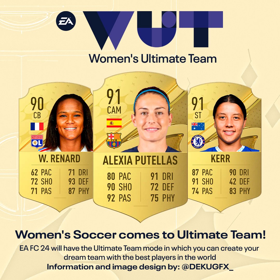 🚨 EA FC 24 WILL HAVE A FEMALE ULTIMATE TEAM MODE 🚨

ACCORDING TO LEAKS, EA FC 24 WILL HAVE THE ULTIMATE TEAM MODE WITH FEMALE SOCCER PLAYERS

OPINIONS? 👀

FOLLOW ME FOR MORE LEAKS AND INFO!👤

❤️ AND 🔄 IS APPRECIATED!!!

#EAFC24 #FIFA24 #FUT24 #FIFA23 #FIFA #FIFA23LEAKS #LEAK