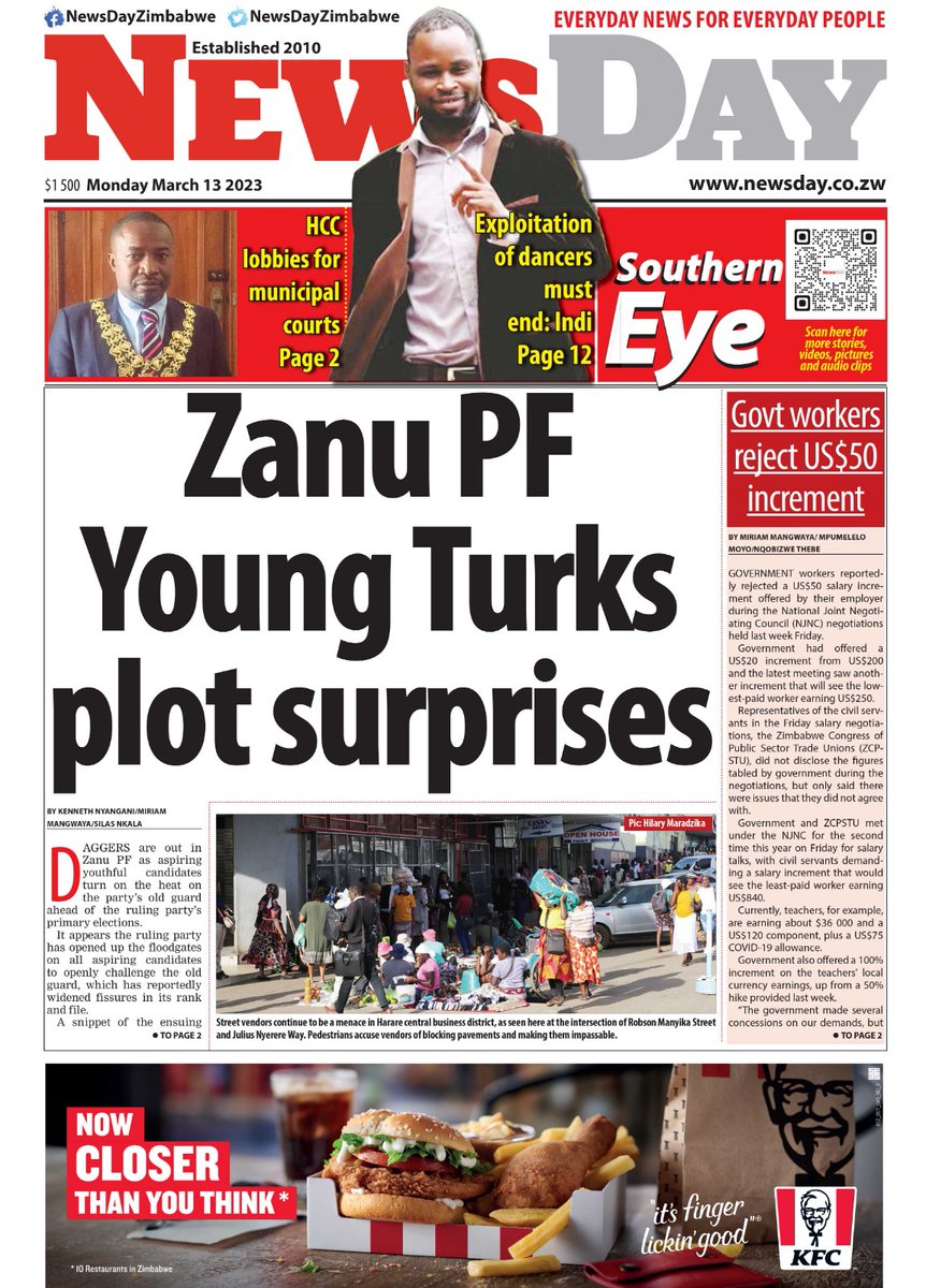 NewsDay Zimbabwe on Twitter: "🔴Just published: front page of the #