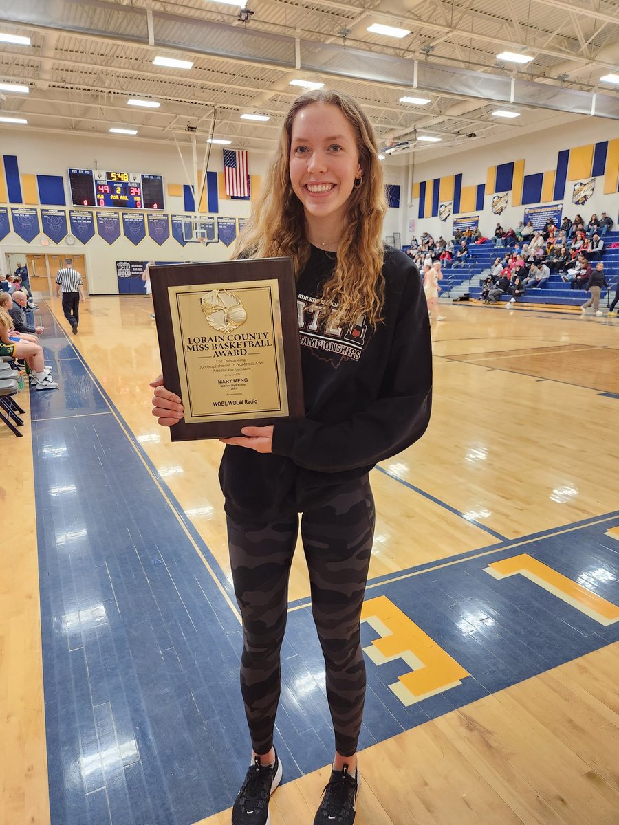 Congrats to Mac Basketball '23 Mary Meng on winning Lorain County Miss Basketball #macproud