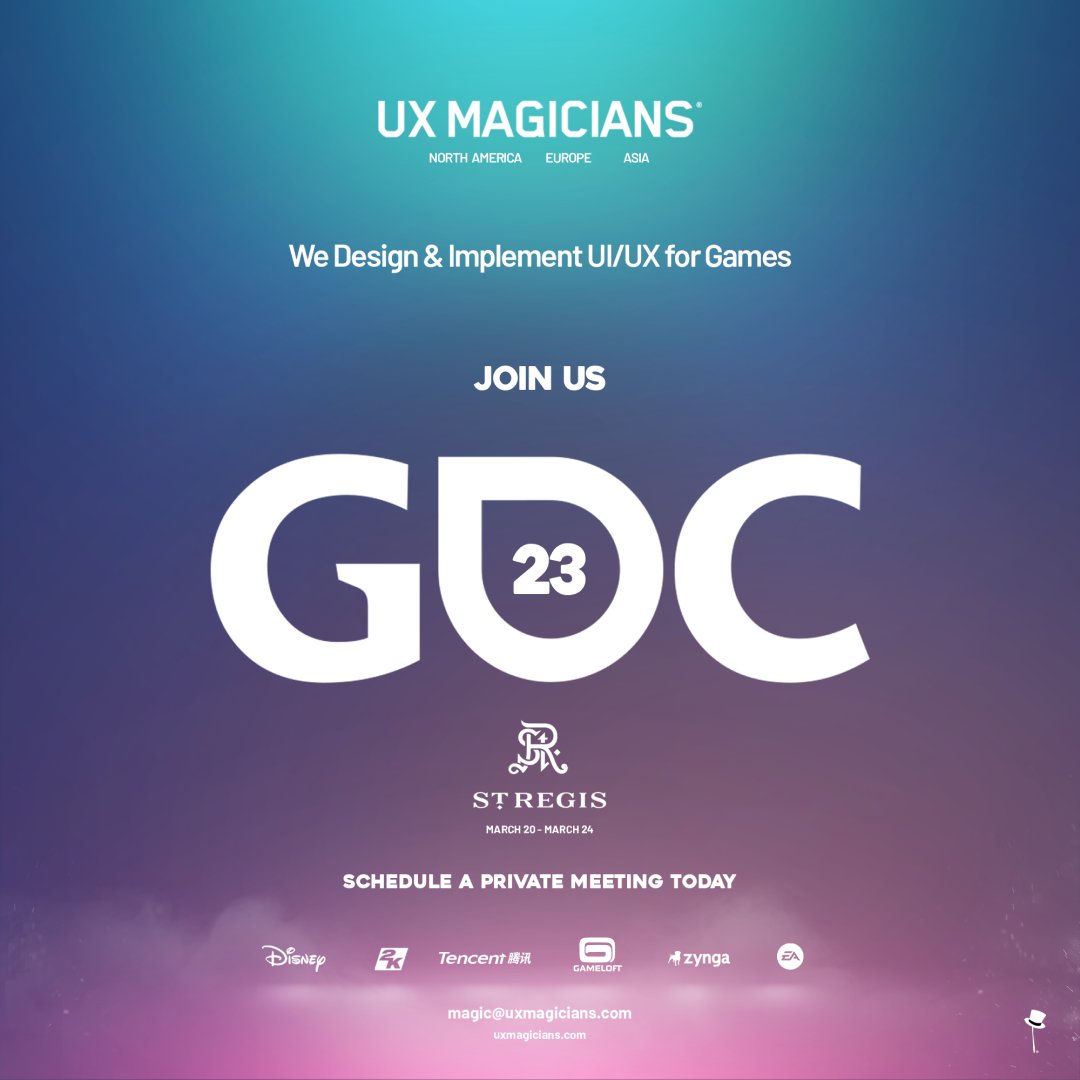 Exciting news! The UX Magicians team will be making an appearance at GDC this year. Join us at GDC, and let's discuss the magic of user experience.We can't wait to share our knowledge...
#UXMagicians #GDC2023 #UserExperience #GamingIndustry #Design #uiforgames #uxforgames #ui #ux