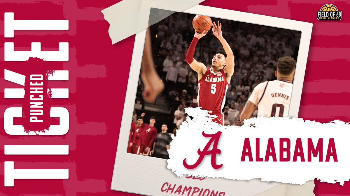 TheFieldOf68's tweet photo. 🎟️ TICKET PUNCHED 🎟️

@AlabamaMBB runs away with the SEC Championship! The Crimson Tide are SEC Tournament champions for the second time in three seasons. https://t.co/4GwiNqjeIT