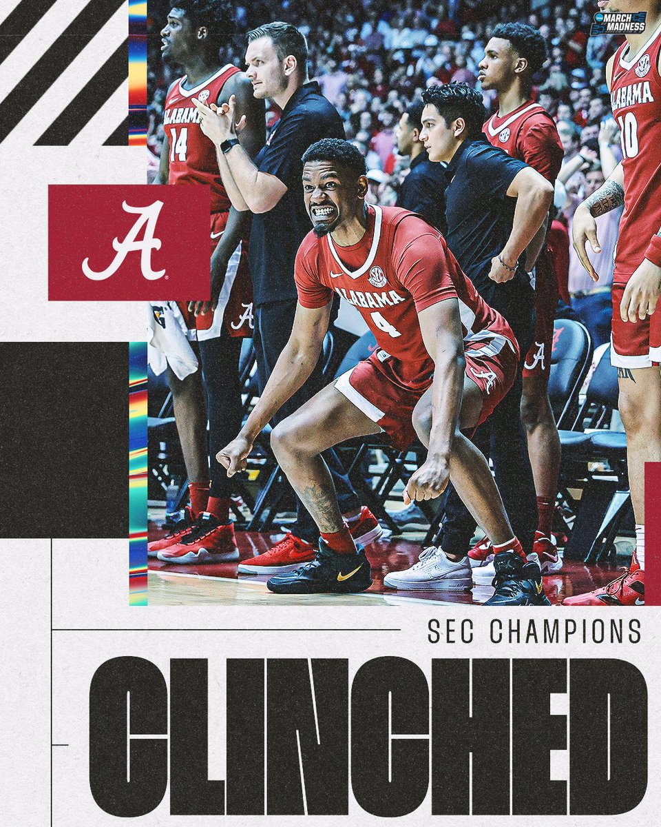 MarchMadnessMBB's tweet photo. ALABAMA WINS THE SEC CHAMPIONSHIP 🐘

The Crimson Tide secure their 2nd conference tournament title in the last 3 years with a victory over Texas A&amp;M! #MarchMadness https://t.co/jjMYISjthZ