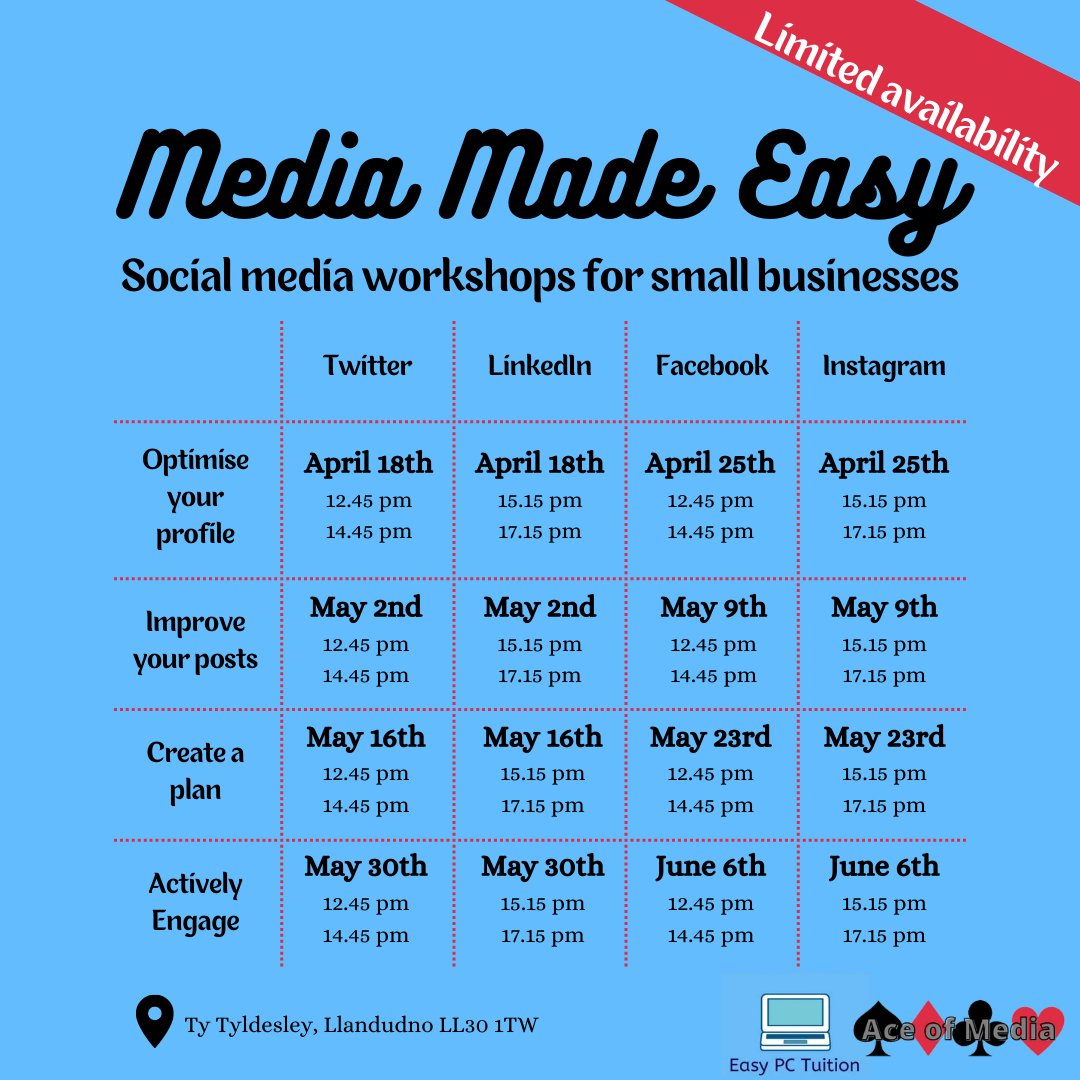 Ace_of_Media's tweet photo. All our workshops are now available to book!
If you're not sure which sessions are right for you, our taster sessions are on the 28th March🤩
Book now: https://t.co/BjheRLSgrr
#MediaMadeEasy @EasyPCTuition https://t.co/6p1JuHmovD