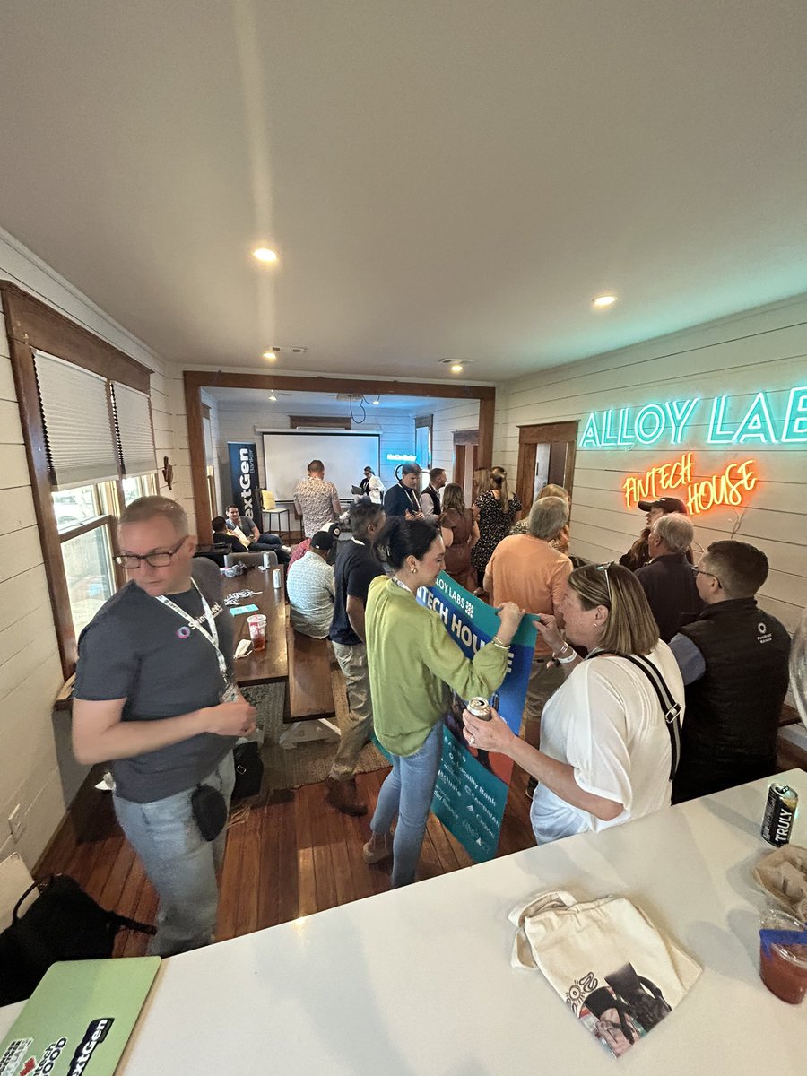 sarahtleach's tweet photo. Stop 2️⃣ of Day 2️⃣ at #sxsw2023: #FintechHouse for a @TechonReg & @Breakingbanks1 live recording with @mikebechtel of @Deloitte, @SunriseBanks & meeting more awesome #FinServ connections.
#Fintech4Good #Fintech #SXSW #Banking #SXSWFintech https://t.co/TQBFMGc2P0