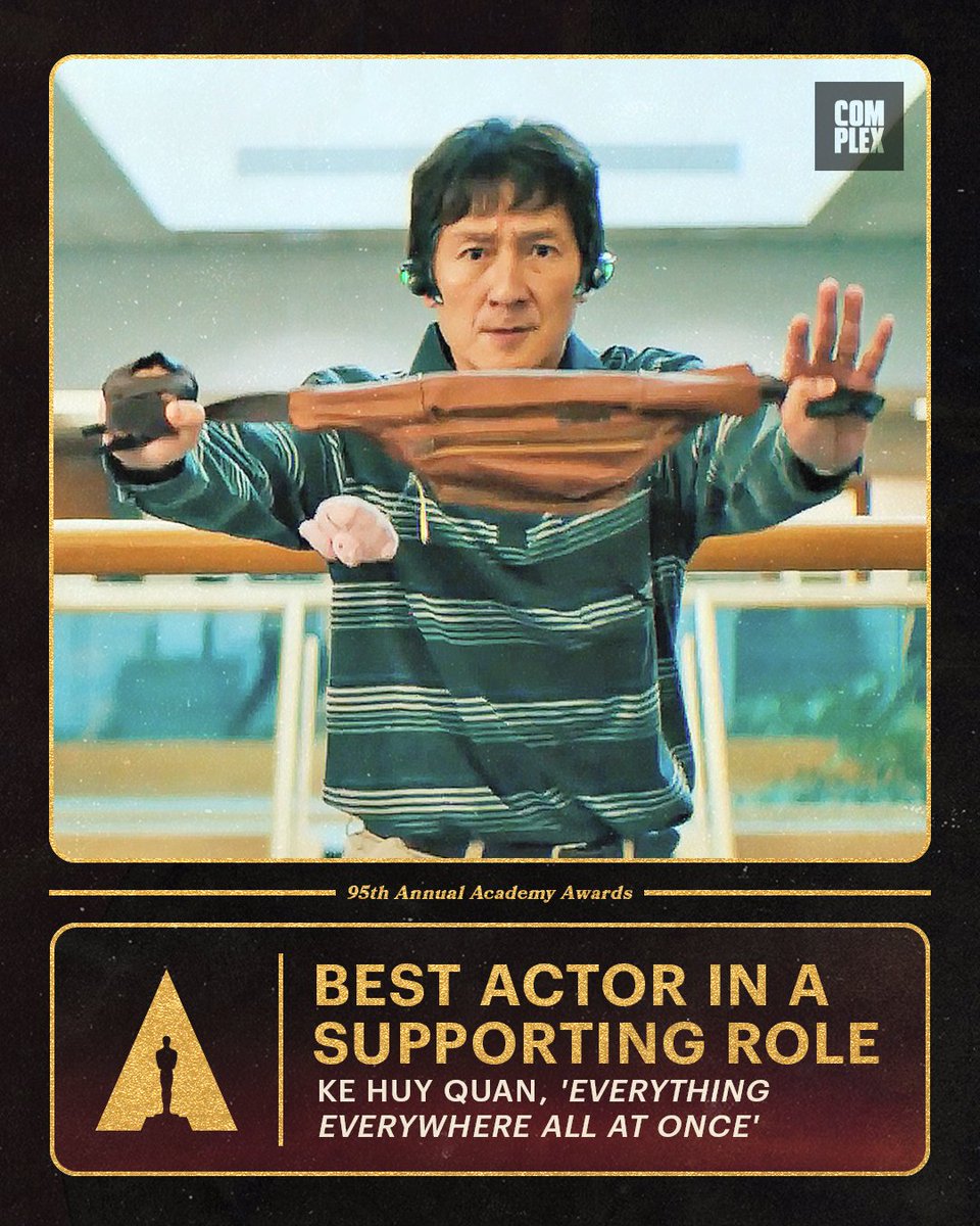 ComplexPop's tweet photo. Ke Huy Quan wins the #Oscar for Best Supporting Actor. https://t.co/eOBnMZObYR