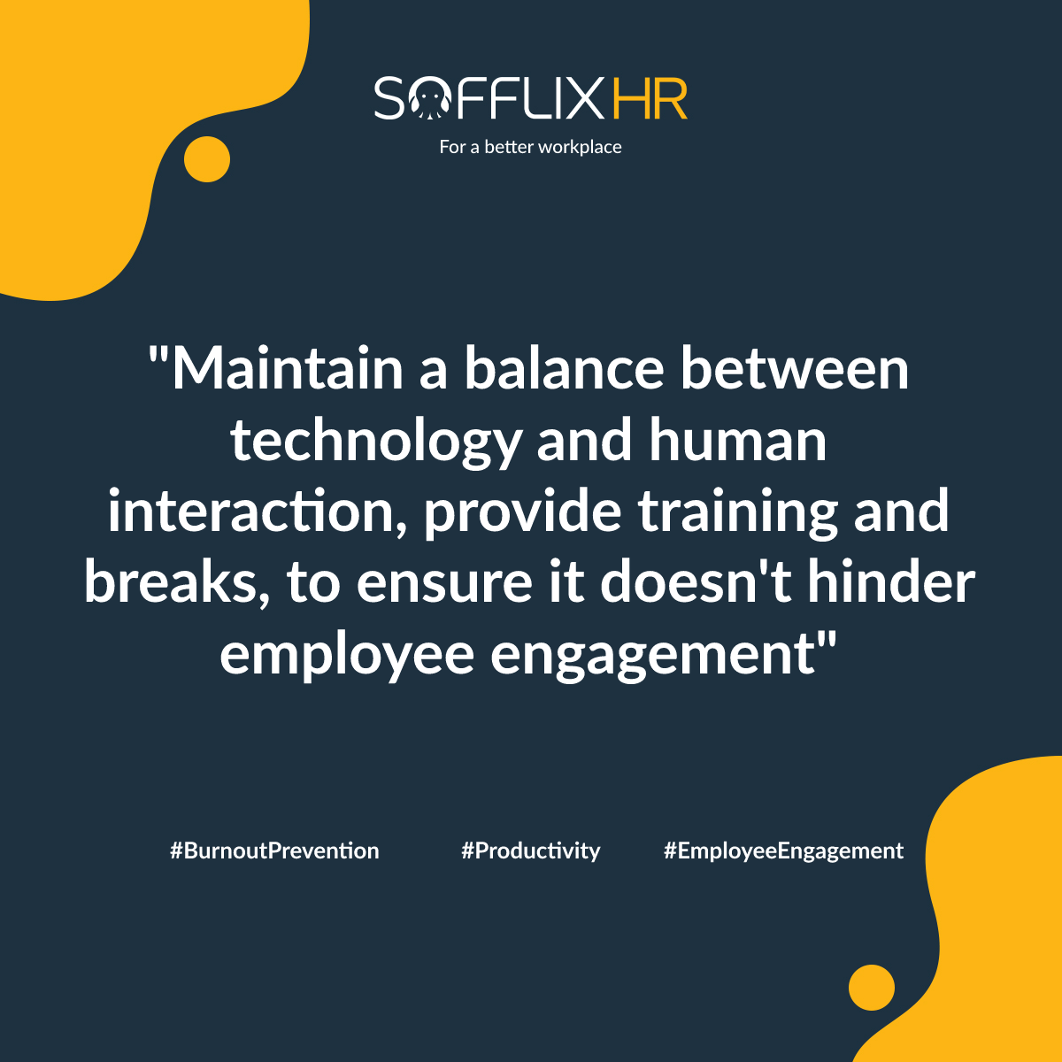 sofflix's tweet photo. Ensure technology enhances rather than hinders engagement:
1. Use tech for communication
2. Provide training and support to ensure employees are comfortable using technology
3. Encourage breaks from technology
TRY NOW: https://t.co/wM5lFzTpac
#Productivity #employeeengagement https://t.co/mYMvLnnFx7