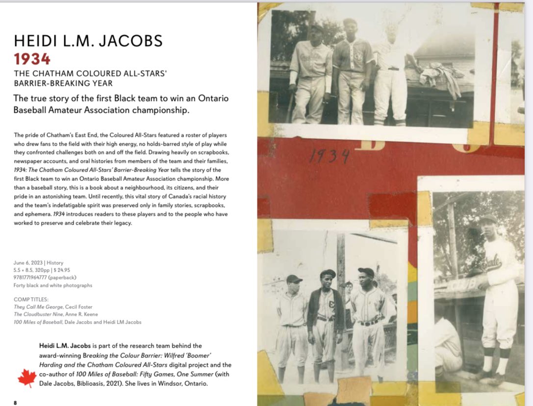 BoomerHarding's tweet image. Forthcoming: June 6th. 1934: The Chatham Coloured All-Stars Barrier Breaking Year by @LitAtLeddy 
biblioasis.com/shop/non-ficti…