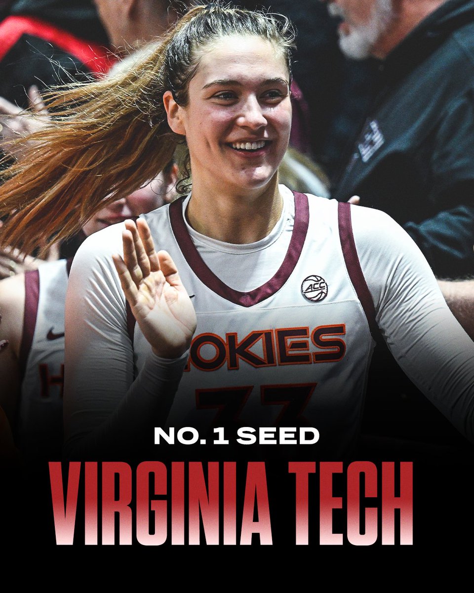 espnW's tweet photo. .@HokiesWBB are headed to the Big Dance as a No. 1 seed 🙌 https://t.co/JVDMtZPqQ9