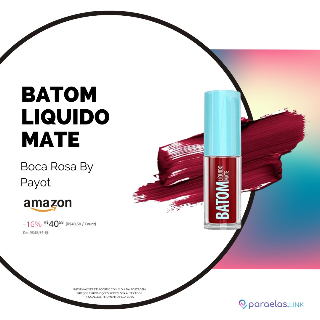 paraelaslink's tweet photo. Com o batom líquido mate boca rosa beauty by payot seus lábios ficarão extremamente macios e com cor vibrante.
Vem conferir 👉https://t.co/r1I1MpsgAL👈

#acheinaamazon #beleza #bocarosa #amazon https://t.co/alyfMCh2m8