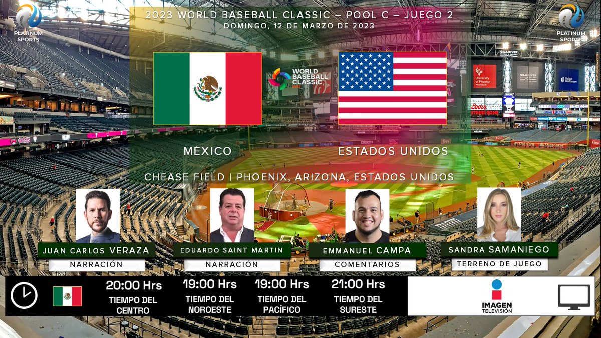 ramonovic09's tweet image. #WorldBaseballClassic    2023 #PoolC Juego 2 | 🇲🇽 #México 🆚 #EstadosUnidos 🇺🇲

🗓️ Hoy
🇲🇽 ⏰ 20:00 Hrs TC, 19:00 Hrs TP
📺 @ImagenTVMex
🎤 @JCVeraza
🎤 @eddyfasten
🎤📝 @elcampa21
🎤⛳ @sandrassama

#LaCasaDelBéisbol #ImagenTelevisión #MEXUSA #MexicovsUSA