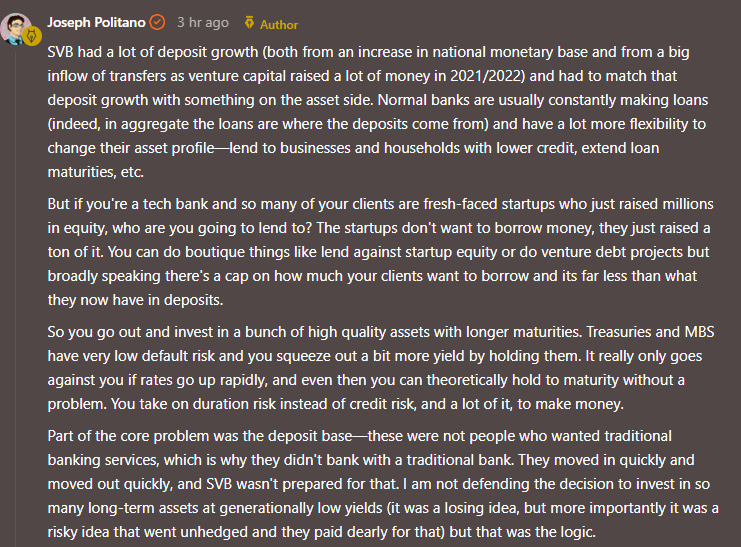 Joey Politano 🏳️‍🌈 on Twitter "Silicon Valley Bank collapsed partly