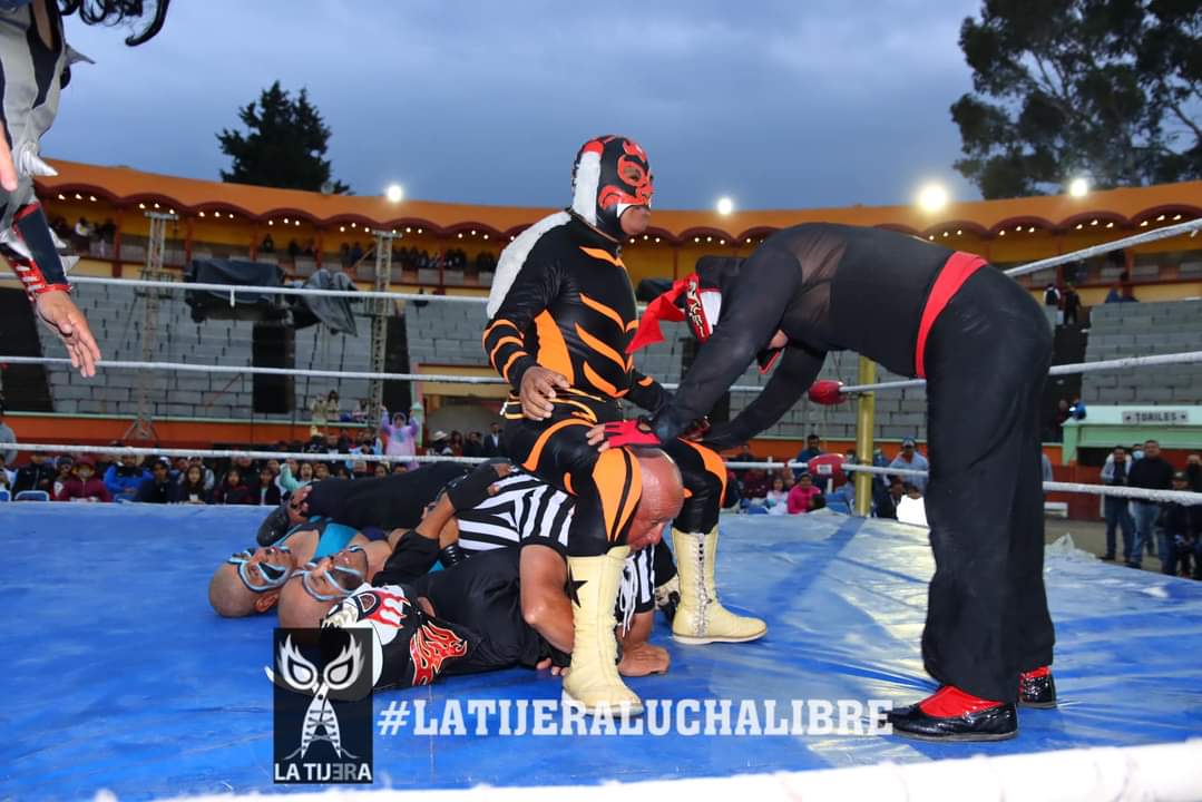 LaTijeraLucha's tweet photo. En la lucha de mini estrellas en la #PlazaDeTorosApizaco en Tlaxcala; el triunfo viniendo de atrás es para la tercia técnica de #Octagoncito, #Felinito y #MiniSoulRocker dando cuenta de los "rufiancitos" #Pentagoncito, #MiniHeadHunterI y #MiniHeadHunterII...
#latijeraluchalibre https://t.co/QaQ9Cgo7Kc