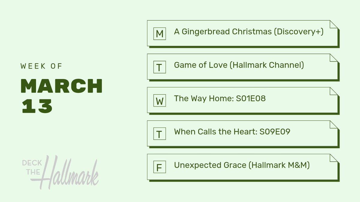 deckthepodcast's tweet photo. ALL NEW EPISODES COMING YOUR WAY! Which episode are you most excited for?

#DeckTheHallmark #BrambleJam #AGingerbreadChristmas #GameOfLove #TheWayHome #WhenCallsTheHeart #UnexpectedGrace https://t.co/TYgNR5FPD9