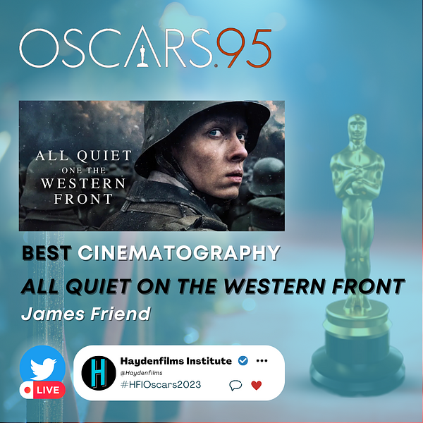 #AllQuietOnTheWesternFront  wins the Oscar for #BestCinematography! 

#filmmakers #Filmmaking #FilmFestivals #Oscars #oscars2023 #AcademyAwards