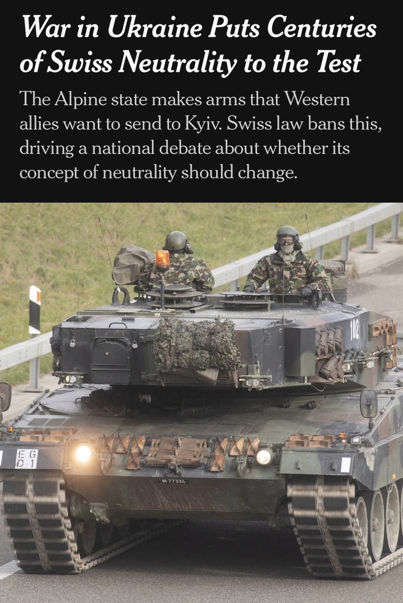 EverettReiss's tweet photo. Warning ⚠️ the following comment is from a position of ignorance, but… I feel like it is kinda hard to be a neutral state and have an arms industry (unless we’re talking about prosthetics) #Switzeland #UkraineRussianWar https://t.co/kJGnGy8Mqm