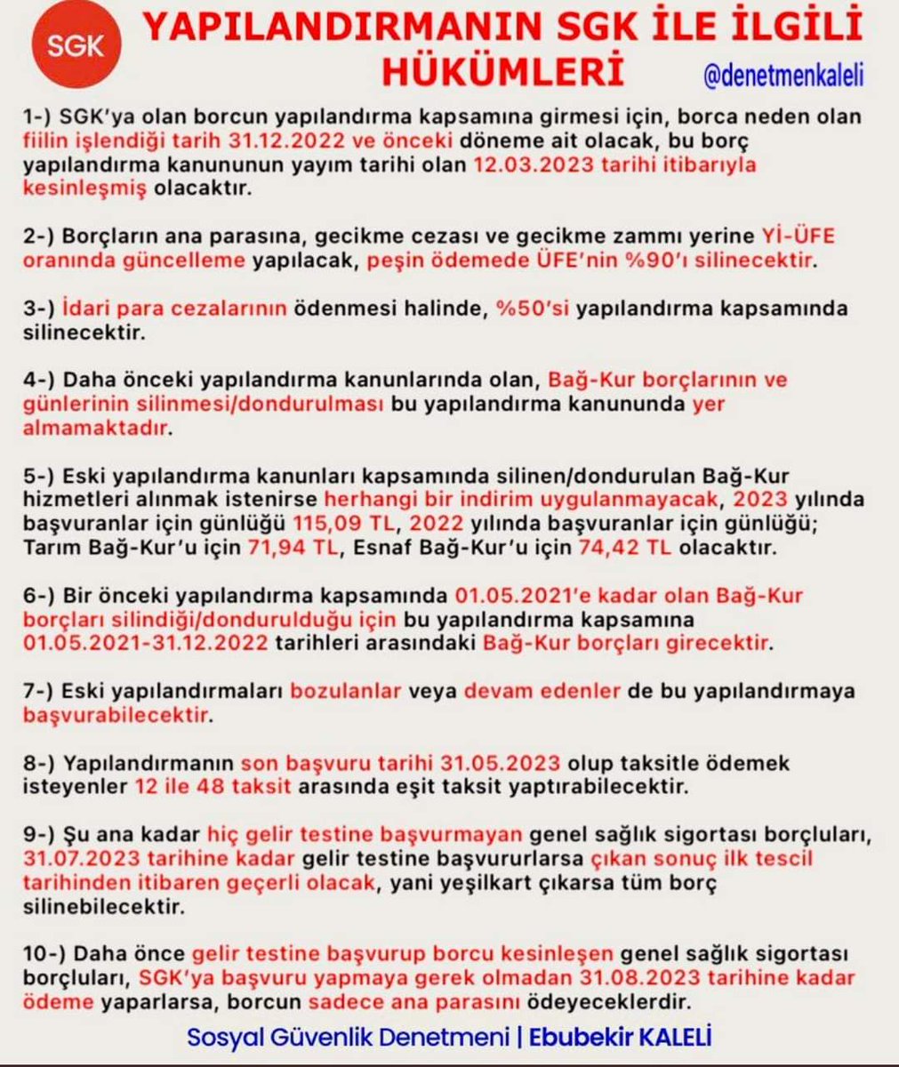 Muhasebe37's tweet photo. Yapılandırmanın SGK ile İlgili Hükümleri https://t.co/FXjHJI1Mek