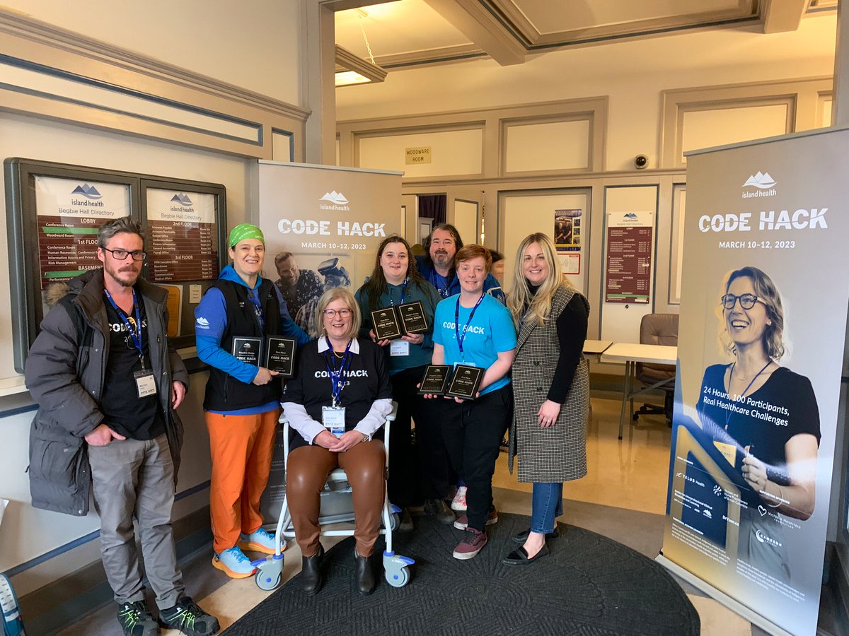 Incredible feeling to be in the company of the brilliant minds who are bringing the best ideas to life within @VanIslandHealth! Congratulations to the winning team of #codehack, our team at @ourvichospitals was proud to support this amazing Hack-A-Thon.