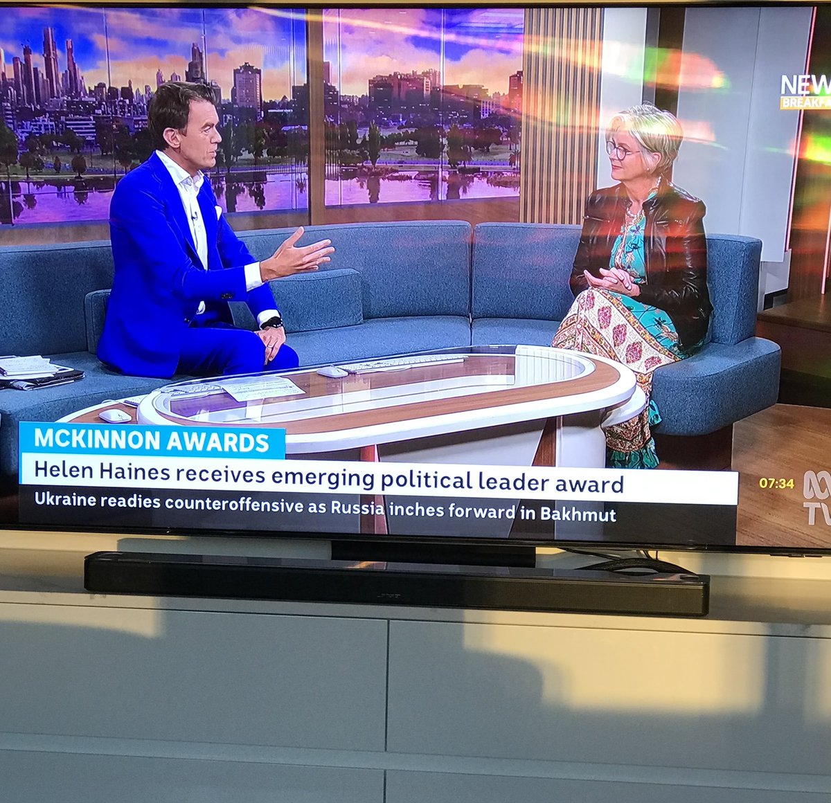 Maursmc's tweet photo. Congratulations @helenhainesindi on winning the McKinnon emerging political leader award. Great to see you on @abcnews this morning #integrity #indi https://t.co/LFRuMh5jaH