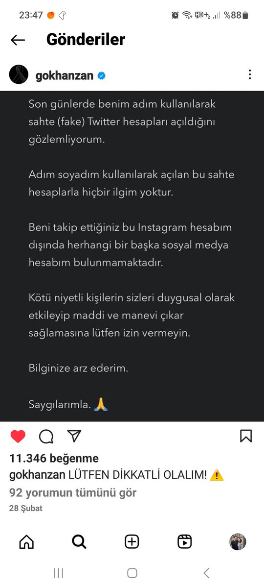 ilktug05's tweet photo. @gokhanzanfan Gökhan bey instagram hesabından başka hesabı olmadığını duyurdu bu hesap fake👇👇👇 https://t.co/vK7mdGPcxW