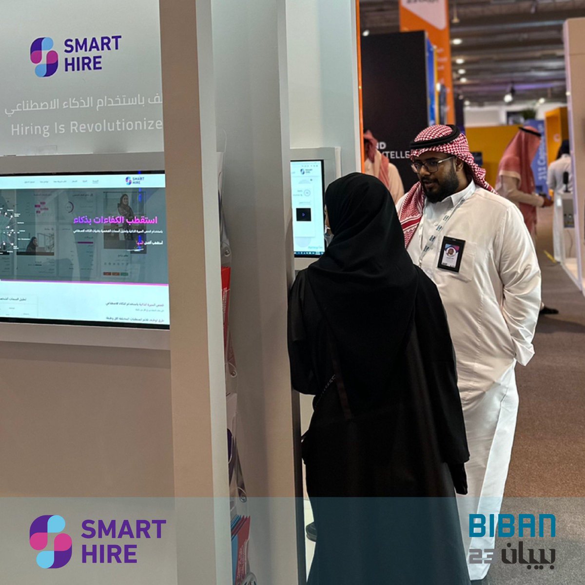 SmartHire_ai's tweet photo. رؤيتنا، ترسم حاضر تقنيات التوظيف بالذكاء الاصطناعي ومُستقبل الباحثين عن العمل لتوظيف مهاراتهم بكفاءة. 
نشكر كل من شاركنا رحلة #بيبان الحافلة، ونسعد لاستقبالكم غدًا في آخر أيام المعرض لن��تم مسيرة الفرص الواعدة. https://t.co/8I2k7bQ2mZ