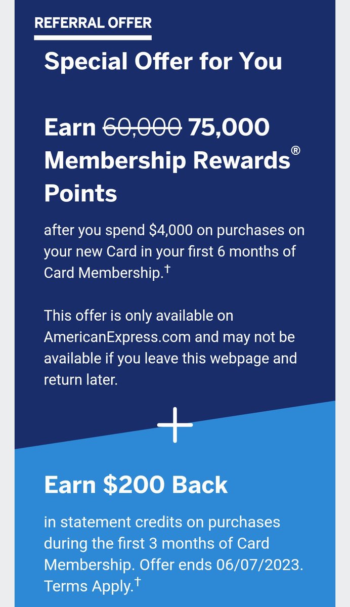 Amex Gold 75K referral w/ $200 back. Making your 1st annual fee only $50.
americanexpress.com/en-us/credit-c…