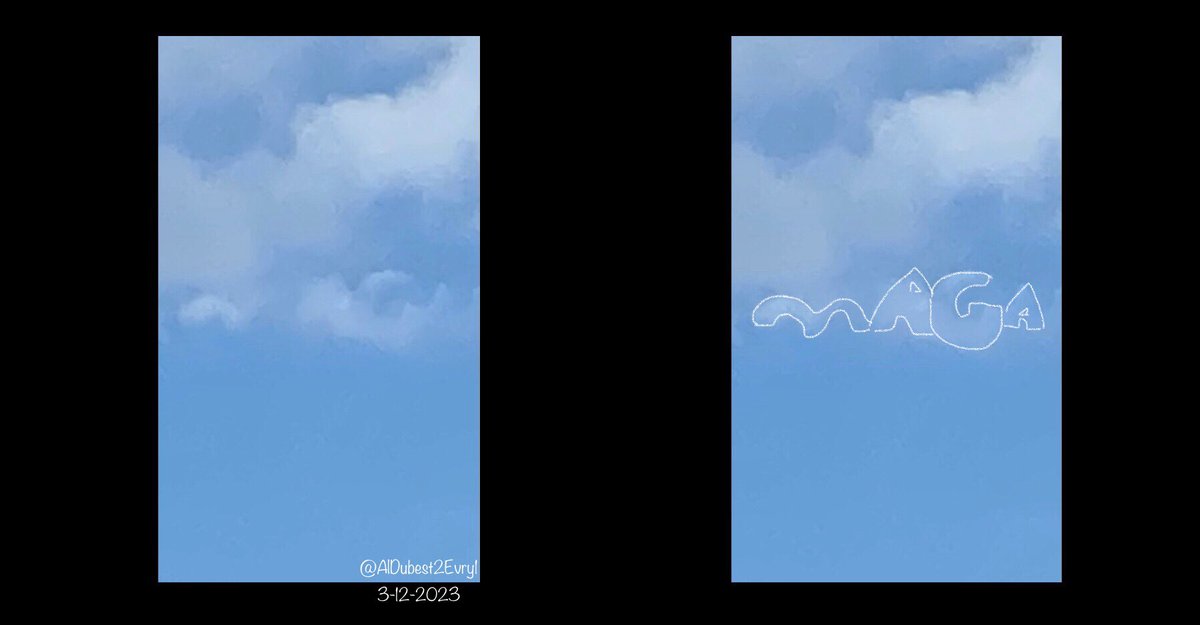 AlDubest2Evry1's tweet photo. “ MAGA “ clouds

2 hours ago
#ThingsUnseen #SundayFunday #SundayThoughts
MAKE AMERICA GREAT AGAIN 

@realDonaldTrump @DanScavino @DonaldJTrumpJr https://t.co/P6n13nm5ax