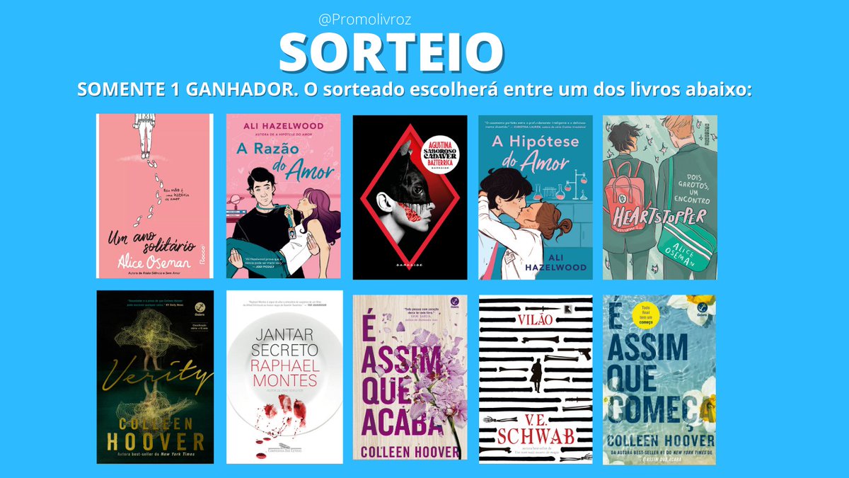cacadoradepromo's tweet photo. 💜 Sorteio 

🏆 Prêmio: 1 dos livros abaixo 🏆

📚Seguir @promolivroz

📌 RT e FAV no tweet FIXADO (atual)
🔄 RT nesse tweet (sem citar)
💬 Comente o livro desejado 

🫶  Sorteio dia 18/3 https://t.co/A93T0uv4F7