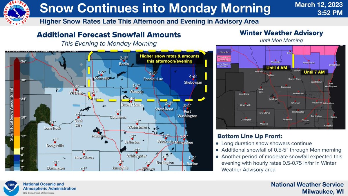 NWS Milwaukee on Twitter "More snow is expected tonight. Highest