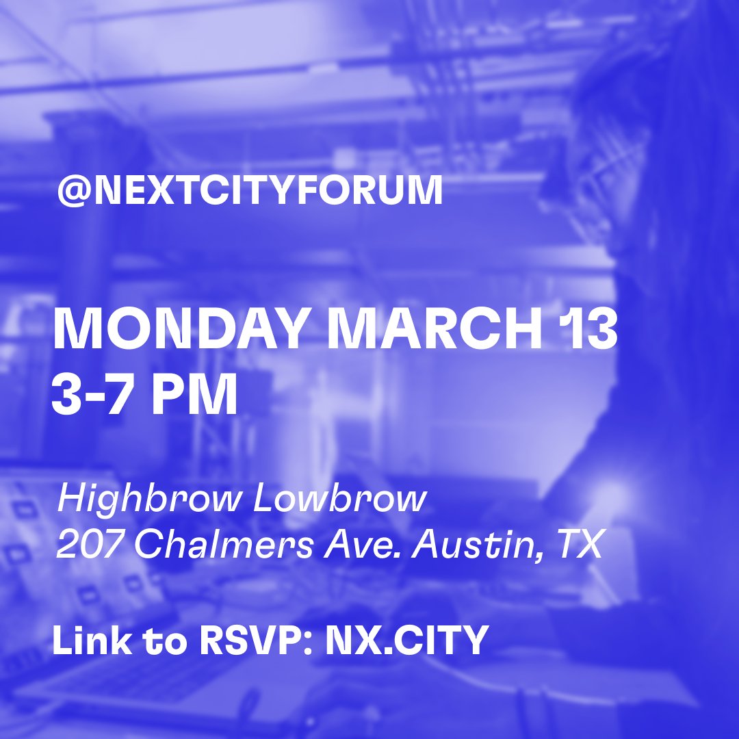 NextCityForum's tweet photo. See you there 🪩 @NextCityForum 

#SXSW #SXSWevents #sxswunofficial #SXSW2023 #citydesign #placemaking #urbanplanning #architecture #decentralized #communitydesgn https://t.co/weVa0Cr3vB