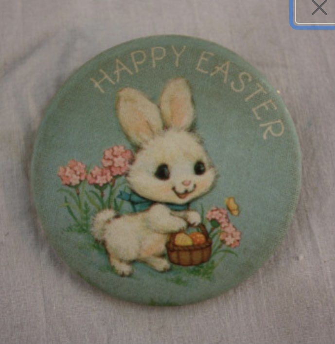 emmasattic98's tweet image. Vintage Hallmark Fabric-Covered Easter Button 1979 by EmmasAtticTreasures etsy.me/3JA8IC6 via @Etsy #EasterButton #FabricCovered #Hallmark #Bunny