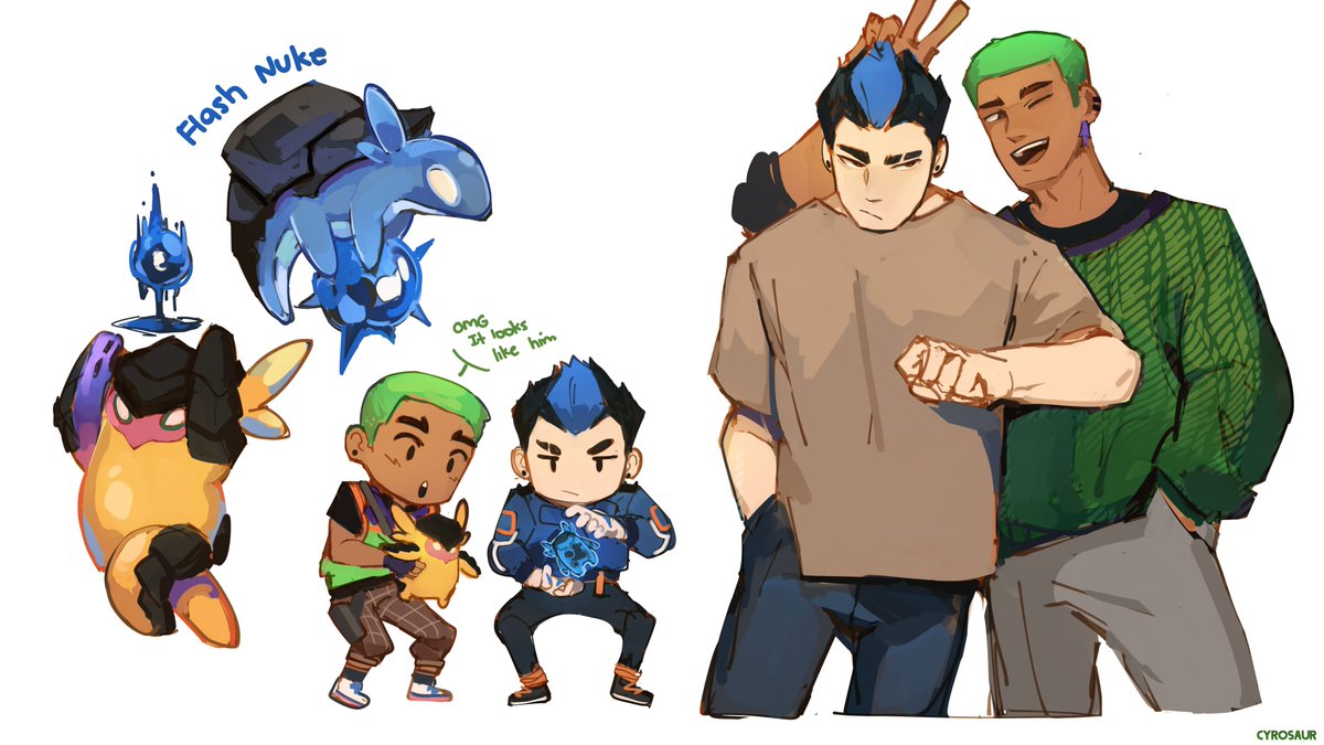 cyrosaur's tweet photo. Doodles before bed, my mains being friends :D https://t.co/wvKrqK8gg6