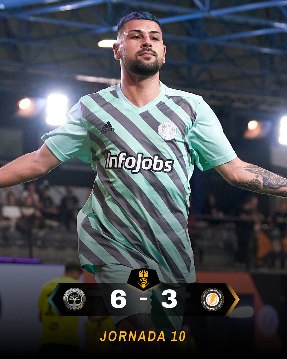 KingsLeague's tweet photo. 🪵 @LosTroncosFC_ 6 - 3 @RayodeBarcelona ⚡

#KingsLeagueJ10 #InfoJobs https://t.co/bnIjXsP43r
