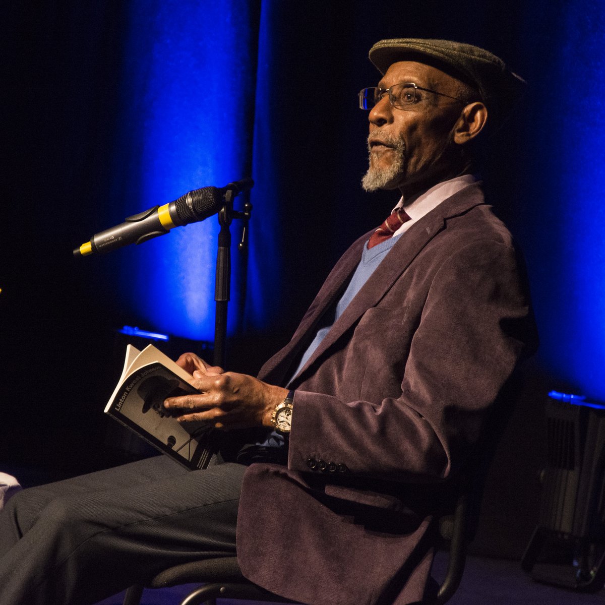 Linton Kwesi Johnson on the main stage at the Byre Theatre bringing this years #stanza2023 to a close......@StAnzaPoetry #poetryfestival #poetry