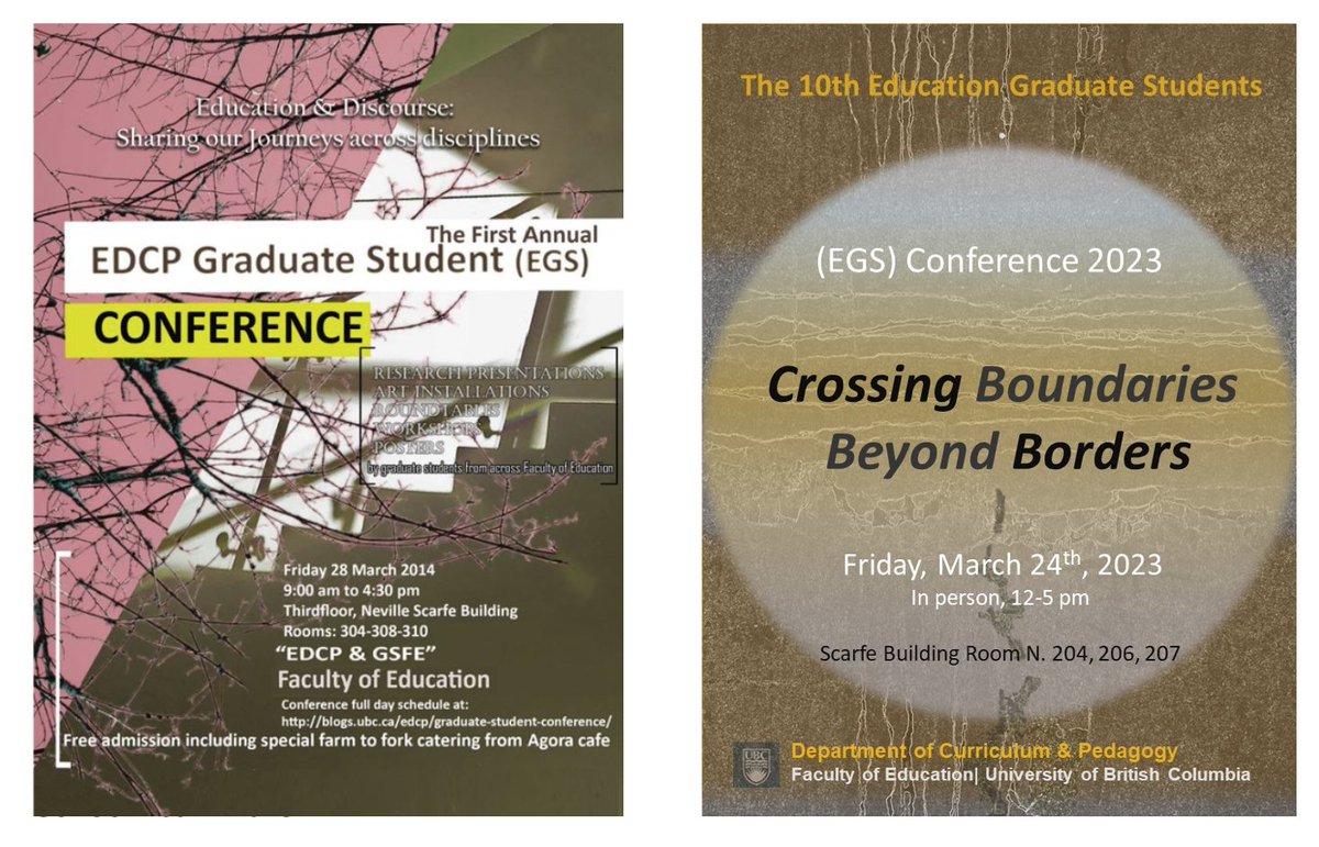 Welcome to the double-digits! This year is the 10th anniversary of the Education Graduate Students Conference on March 24th and noon.