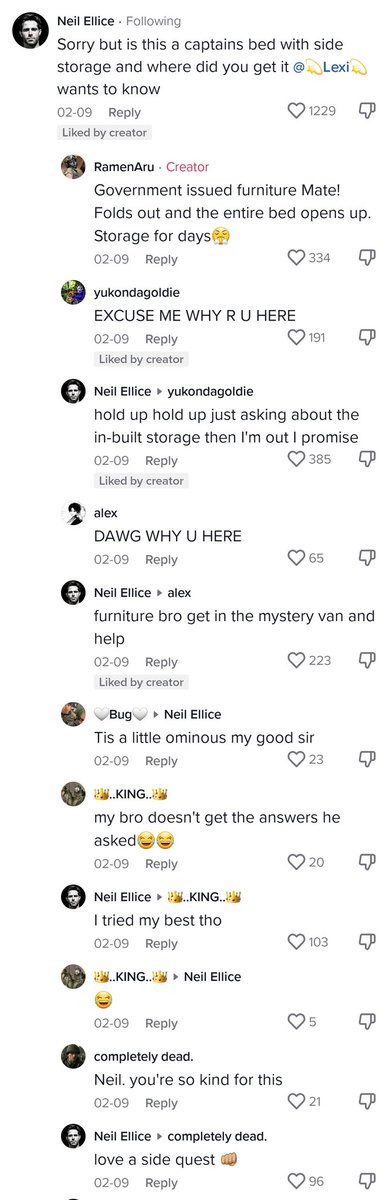 Iwtstia's tweet photo. this is still the funniest thing neil ellice has done on tiktok, hands down. the man launched a full investigation with a random person named lexi into a bed they saw in the background of a video 💀 https://t.co/mmVitVXBwF