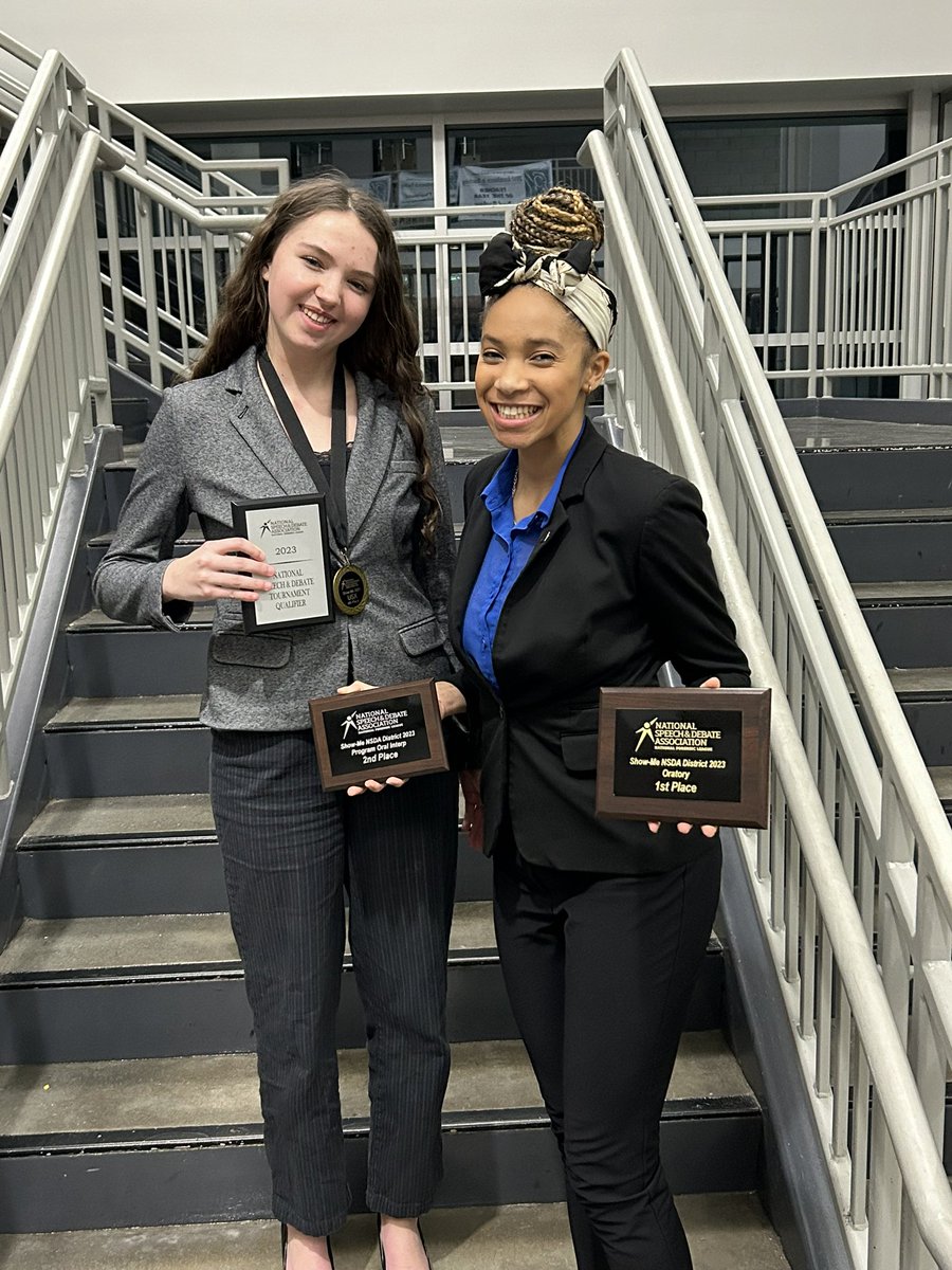 lswnsda's tweet photo. May and Vera are going to Nationals!  Amaya Barnes qualified in Program Oral Interp and was district champion in Oratory. Vera Fosnow qualified in US Extemp. https://t.co/NjzmXhpHzA