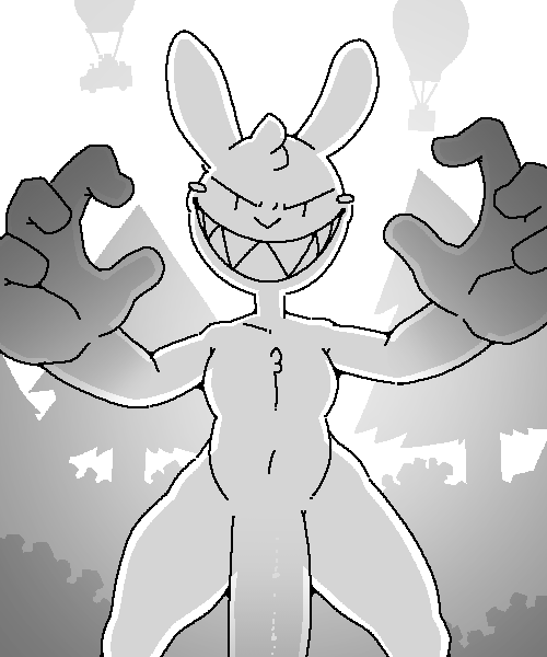 ZeroPointMen's tweet photo. - Guggimon - 

* Virtual Influencer to Superplastic along side his punching bag Janky
* Hype beast that collects axes and fashion horror artist
* Not much of a power house, but he can EASILY threaten you into doing what he wants.
* The Joker in Rabbit form
* candy gore https://t.co/DhmovMYH1F