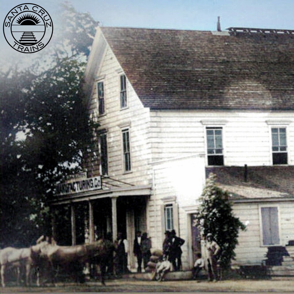 SantaCruzTrains's tweet photo. People outside the Los Gatos Manufacturing Company's main building, ca 1885. Courtesy Clarence Hemsher Collection, @los_gatos_library #losgatoslibrary Colorized using @myheritage_official #myheritage @deoldify #deoldify #santacruztrains #californiahistory #santaclaracounty #… https://t.co/XGuTJf8aPo