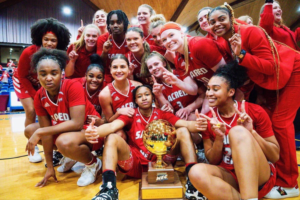 sacredheartuniv's tweet photo. CongratSHUlations to @sacredheartwbb! You are the 2023 #NECWBB Champions! 🏆🏀💍 

#WeAreSHU #NoExcuses https://t.co/hWbNDWobeT