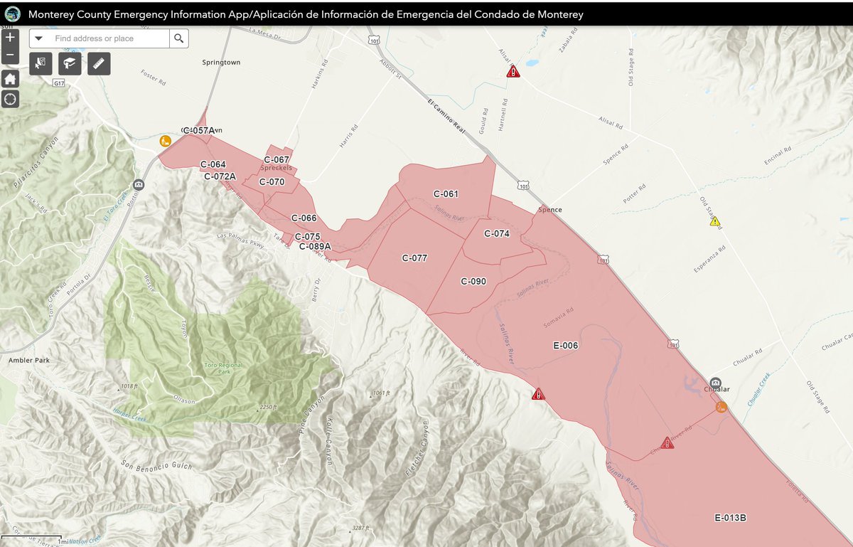City of Salinas on Twitter "EVACUATION ORDER IMPACTS SPRECKELS The