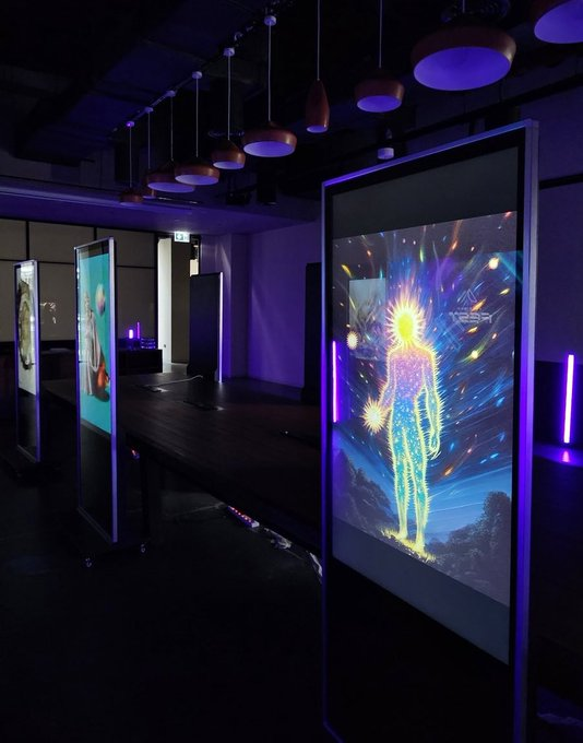 <a href="/MOkalache/">M🌞</a>    
So awesome 😎 to see my piece “ I will rejoice “ in Dubai.  At <a href="/arts_dao/">Arts DAO</a> festival 
Thank you 
<a href="/Gingerpotter_21/">GINGERPOTTER ||0_0||</a> for the pic looks great 😊 
&amp; 
@RobertEBuhmann for being the collector 🌞 
Would love my art on screens in a psychedelic music festival ❤️